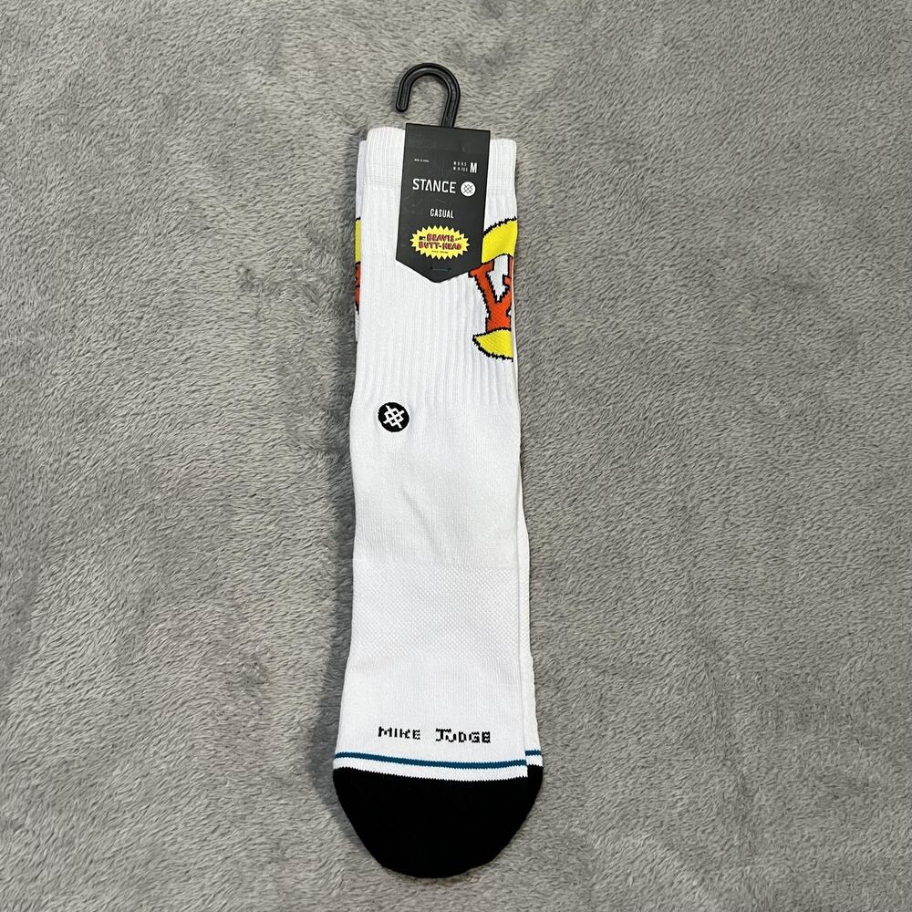 Stance Socks Mens Medium White Beavis And Butt-Head Burgerworld Crew Mid Cushion